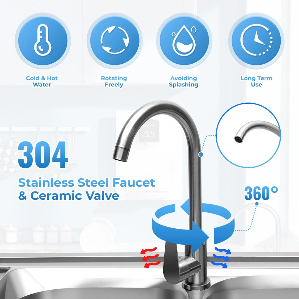 w/ Utility Table Steel Kitchen Table 2 Bowls Prep Sink Bowl Kitchen 2 Bowls Catering Stainless Bowl Catering Kitchen Home Commercial Drainboard Sink +Shelf Catering Prep Prep Sink 304 w/Faucet