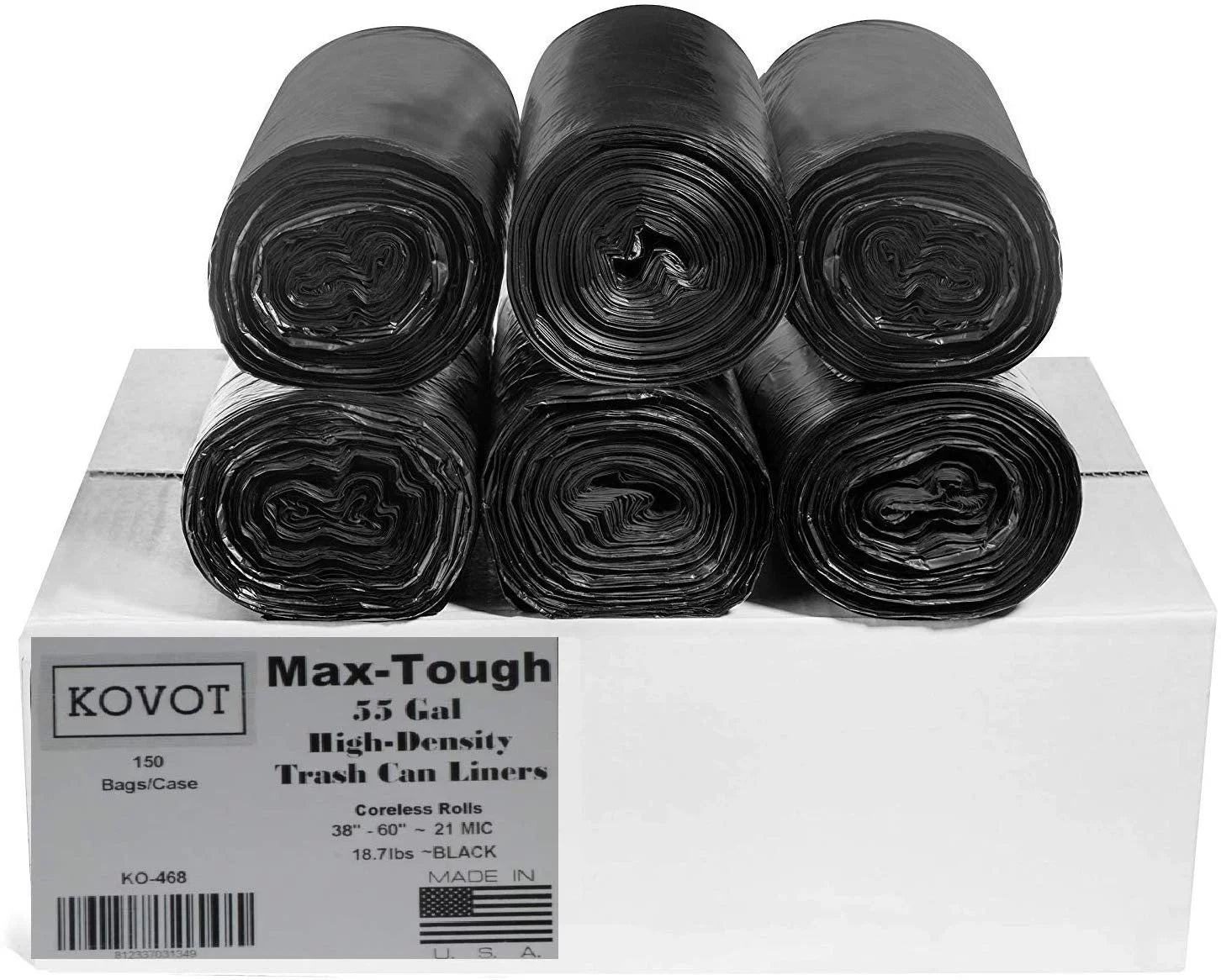 Rolls Seal RL-386021K of 55 Coreless Density Bag, Black Star High 150) Max-Tough Gal. Trash (Pack