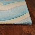 12'3" HomeRoots Rug 9'3" Tufted Blue Beige Runner Ocean Hand 8' Abstract - Waves x