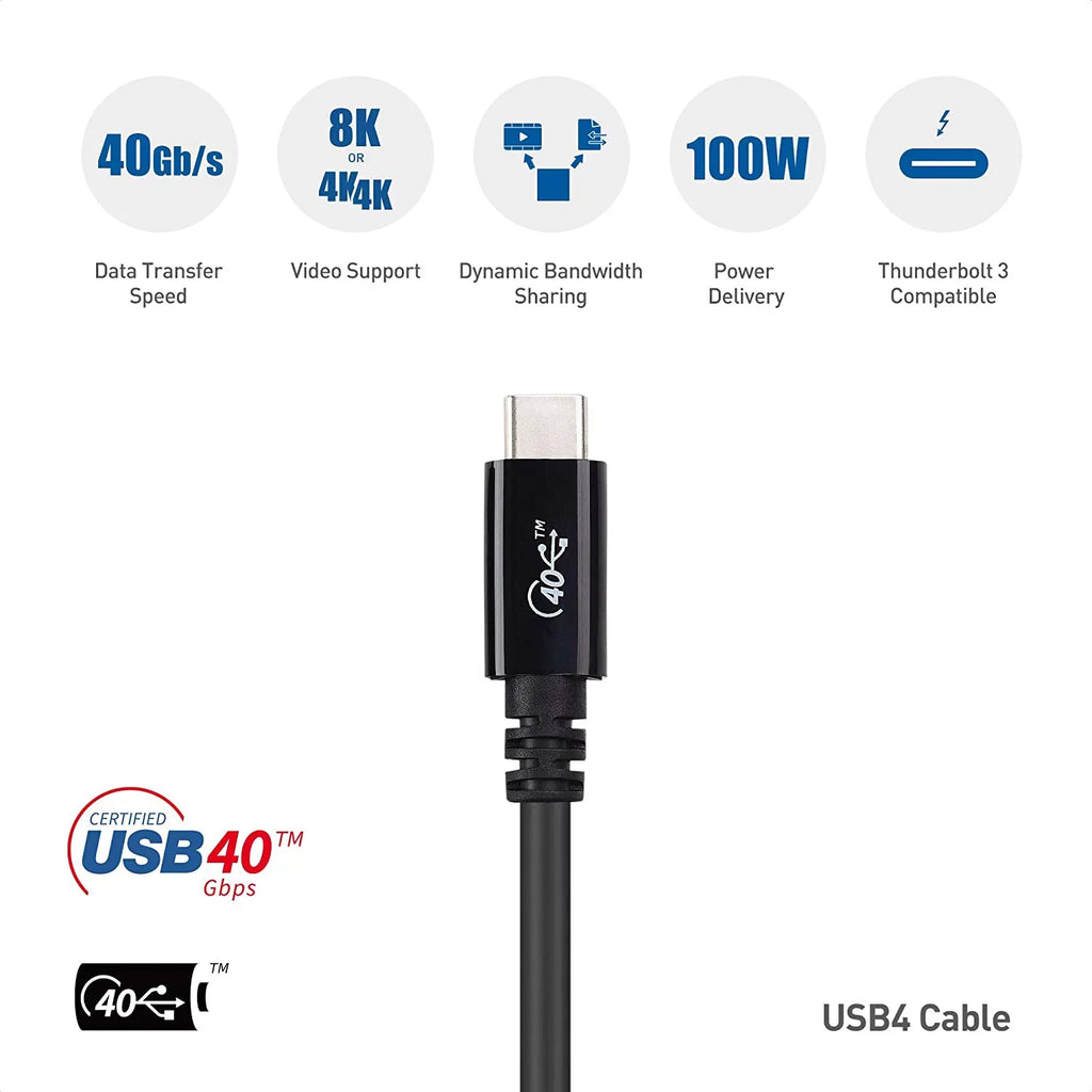 MacBook, Support, Thunderbolt Certified] Cable for 4 3, More with Matters and 8K Surface Charging, and 2.6 with Data, C [USB-IF ft USB4 Cable DELL 40Gbps Thunderbolt Compatible USB 100W Video XPS, Pro
