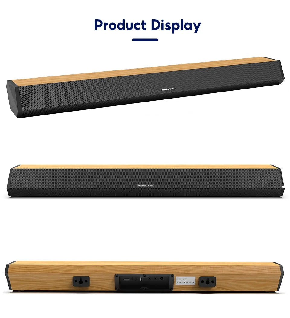 AUX Bluetooth TV 3 4 Optical 110dB HDMI-ARC, S03PRO 60W Home Audio AIYIMA System Connection, Theater Surround with USB Soundbar Bar 28-Inch Speakers, 5.0, Soundbar EQs, Coaxial for Sound