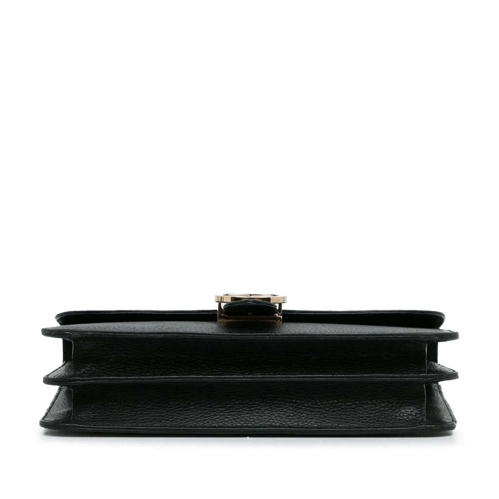 Crossbody (Good) Medium G Authenticated Gucci Unisex Pre-Owned Black Leather Interlocking Bag Calf Dollar