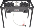 0-20 Camp Pressure (2-Burner) Hose Adjustable Outdoor High Banjo with Height. Adjustable PSI and Regulator Steel Braided Stove