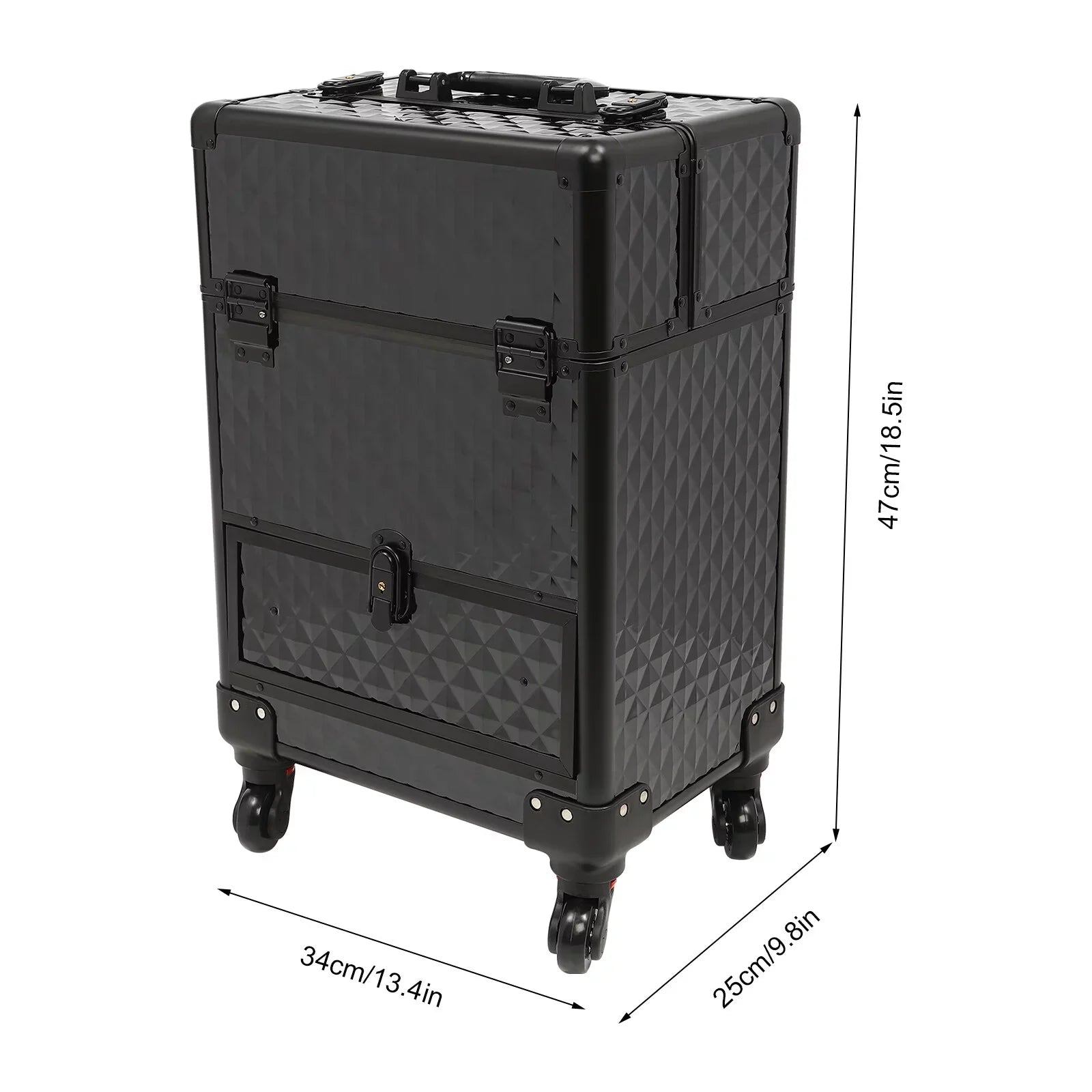 Trunk Case Rolling Nail Salon Cart Manicure Luggage Trolley Cosmetic Organizer Makeup Box Wheeled Storage Black Case Aiqidi Train