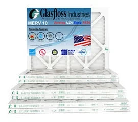 Made in 14x18x1 Glasfloss MERV - Furnace Filter Air x 10 Size: - - (Actual 17.5x7/8 -Qty:12 USA inch) 13.5