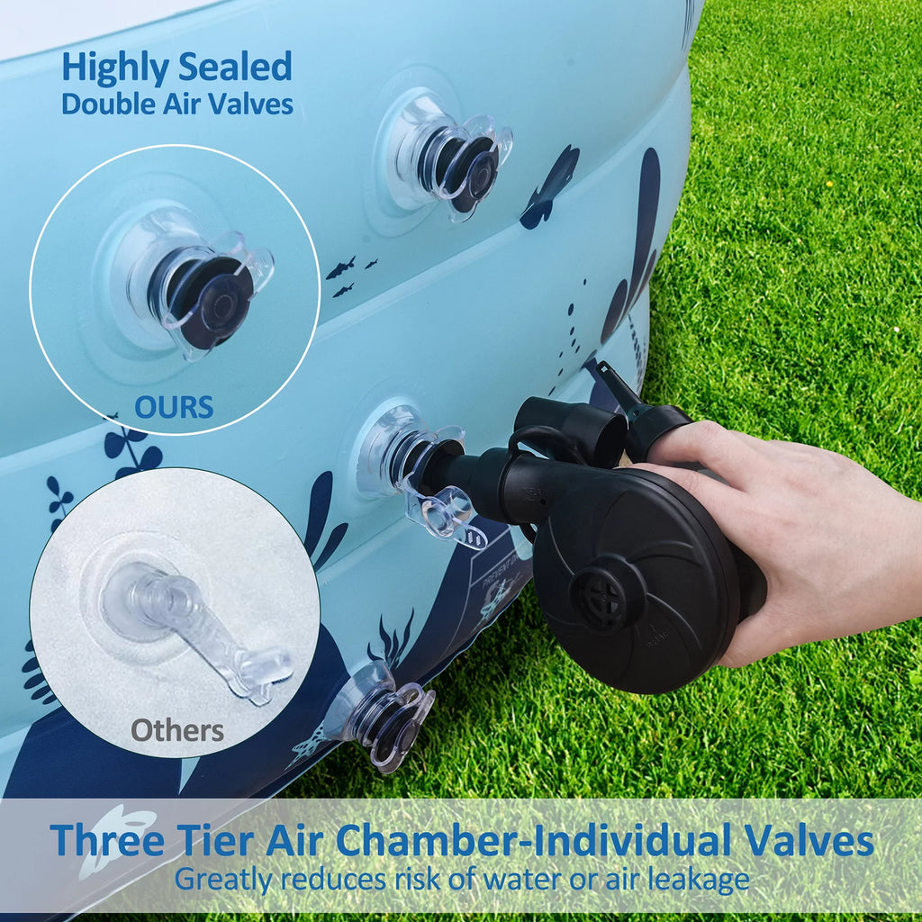 for x Adults, Sized 20'' Full Pool and x - 76'' Thickened Sebor Kids Pool Swimming and Sprinkler - Above Fun Garden, and Design for Seat with Ground Outdoor 10.3Ft Backyard, Inflatable Family,