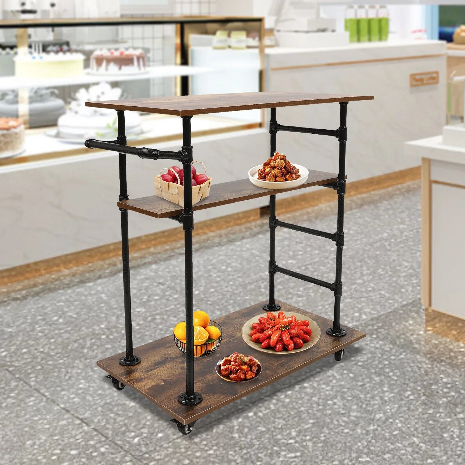 Universal Kitchen Wheels W/ Removable x17.7"W Cart Hooks x39.4"H 3 Layers 31.5"L