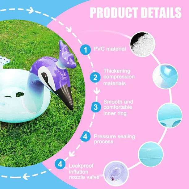 with Floaties Water Valves Raft Party Fast Fun Beach Float Inflatable Swim Decorative for Glitter 48 Pool Game Lounge Toys Designed | Peacock Inch Kids Malai