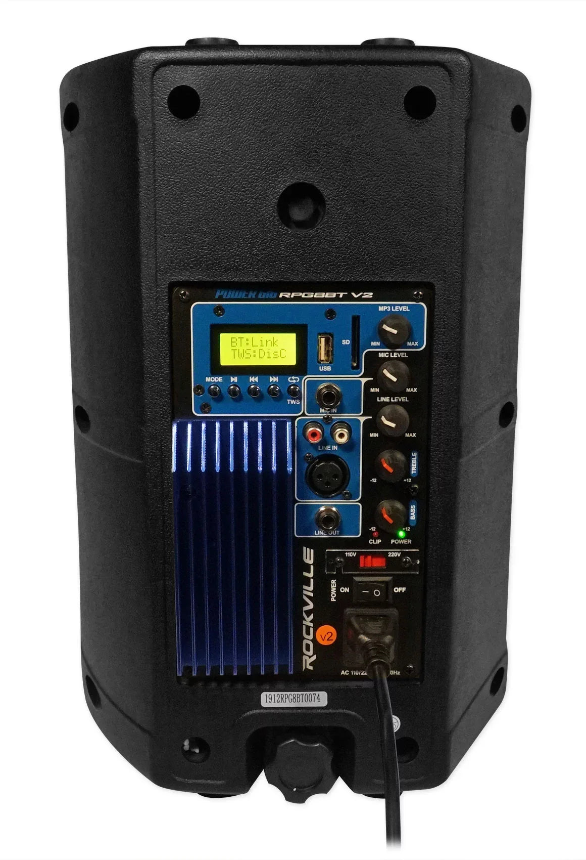 400W RPG8BT Powered Speaker PA 8 BlueTooth/Wireless/Remote/EQ Rockville V2 inch DJ