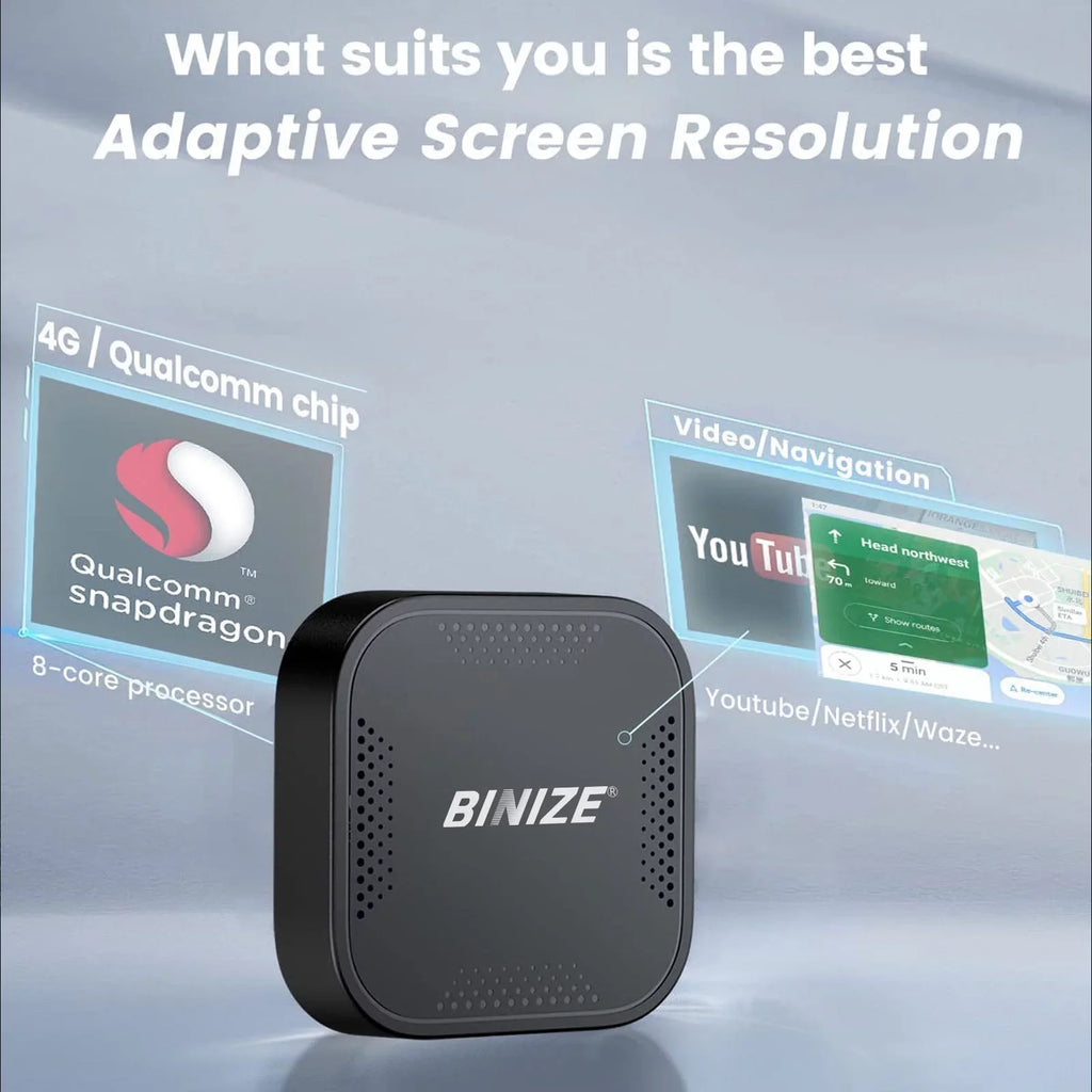 Auto YouTube with Navigation,Support Box Wireless System,Built-in Android CarPlay&Android Only Cellular,4+64G,8Core, Netflix,etc BINIZE Cars Wired CarPlay,Wireless for Fit OEM/Factory 4G ai