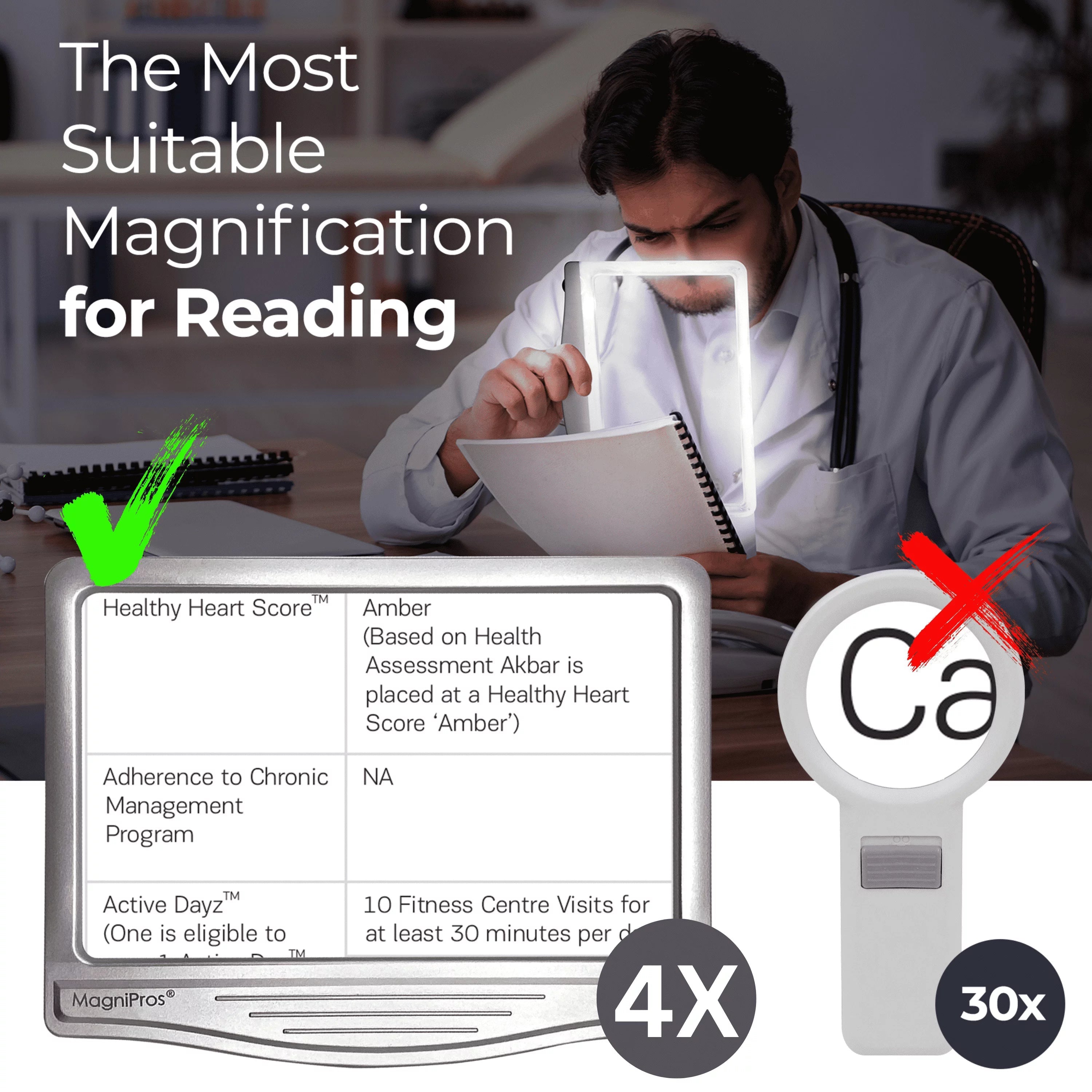 Aging Print, Eye Anti-Glare Lens Reading 5X for Small Vision Eyes, to LED Magnifier Page & Seniors Strain-Perfect Large Reduce & MagniPros Low for