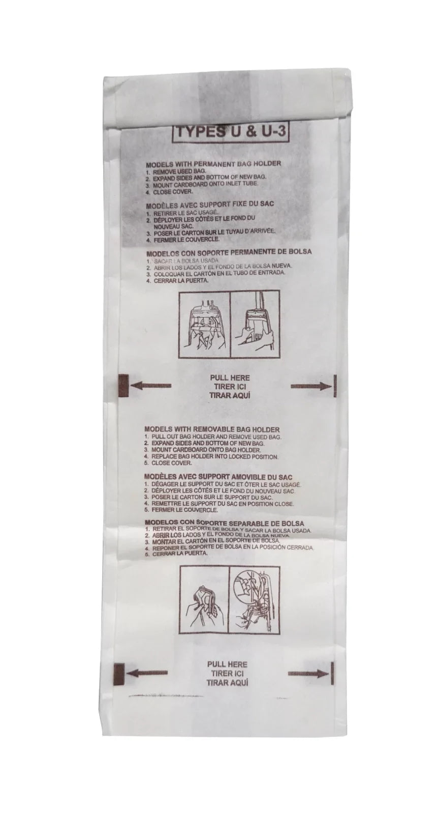 U6 Vacuum Filtration Count U3 Standard 291722B U Bulk Bags 100 Panasonic