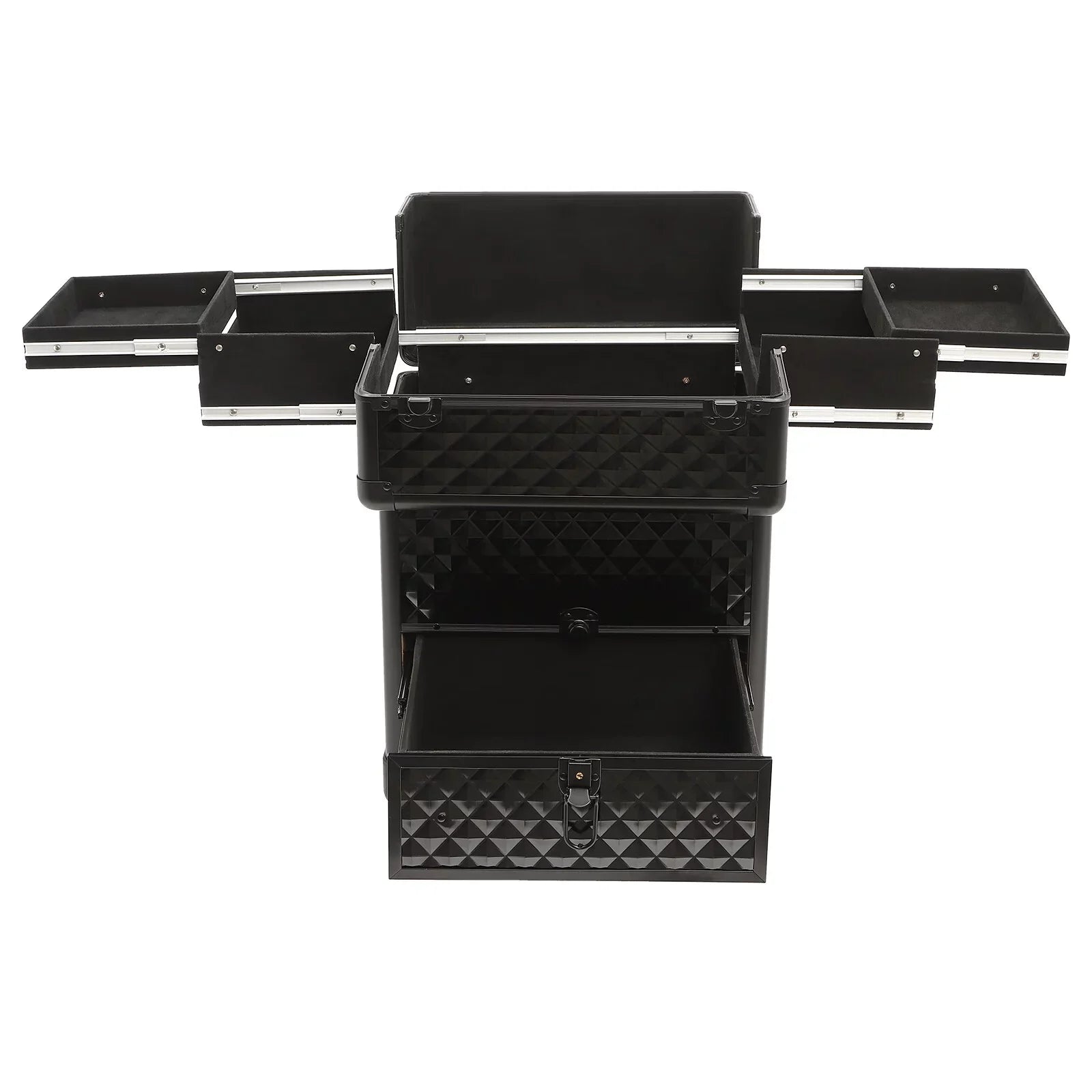 Trunk Case Rolling Nail Salon Cart Manicure Luggage Trolley Cosmetic Organizer Makeup Box Wheeled Storage Black Case Aiqidi Train