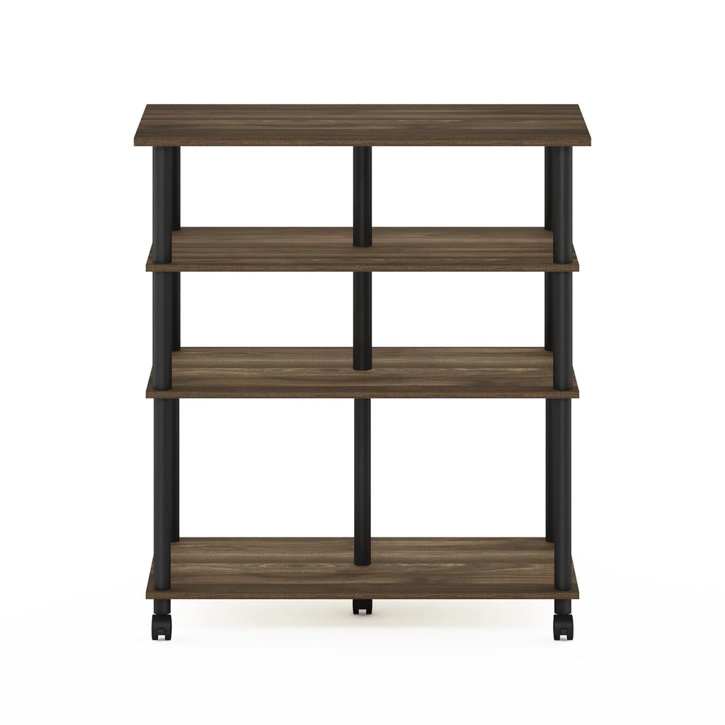 Columbia Walnut/Black Helena wheels, Kitchen Island Furinno 4-Tier on Rolling
