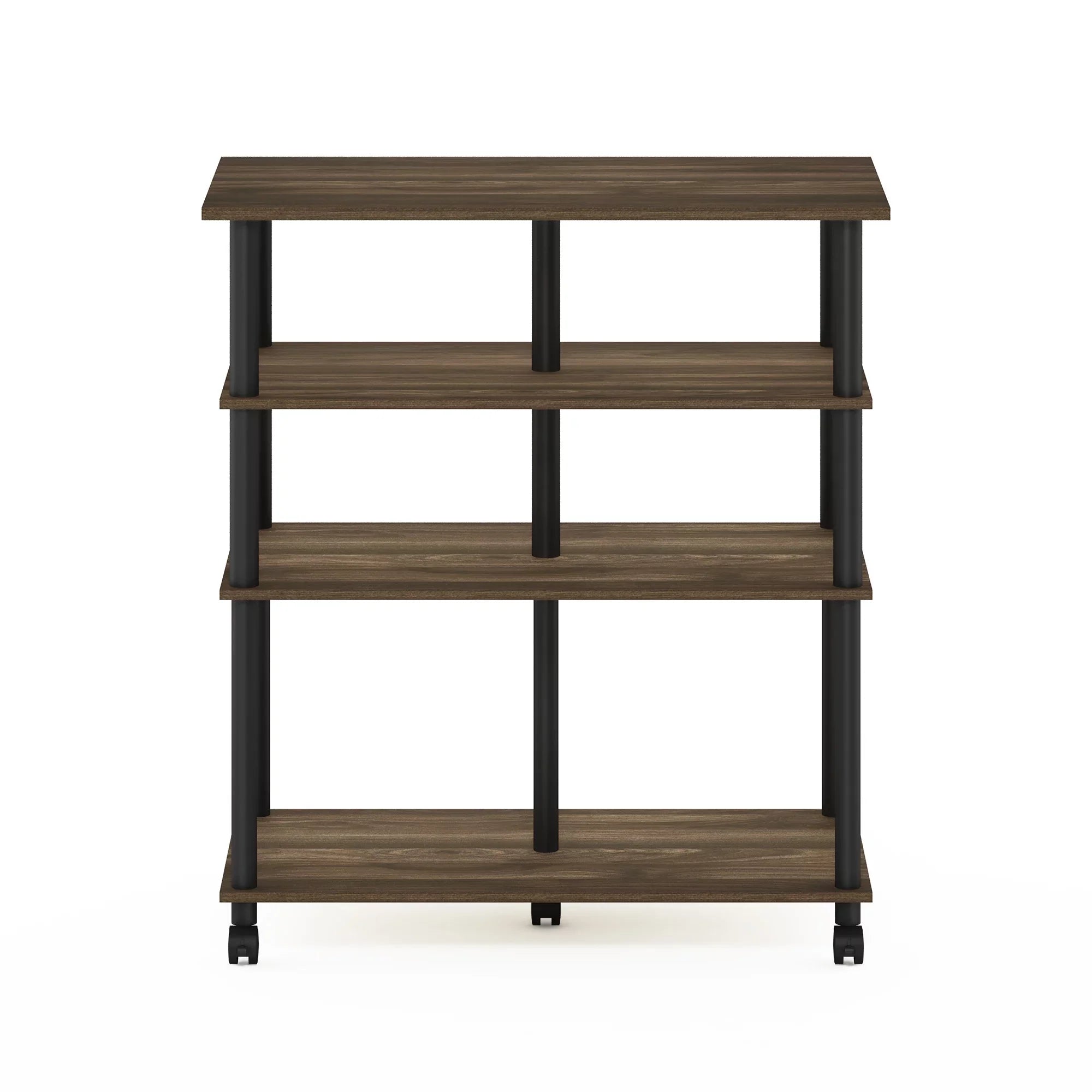 Columbia Walnut/Black Helena wheels, Kitchen Island Furinno 4-Tier on Rolling