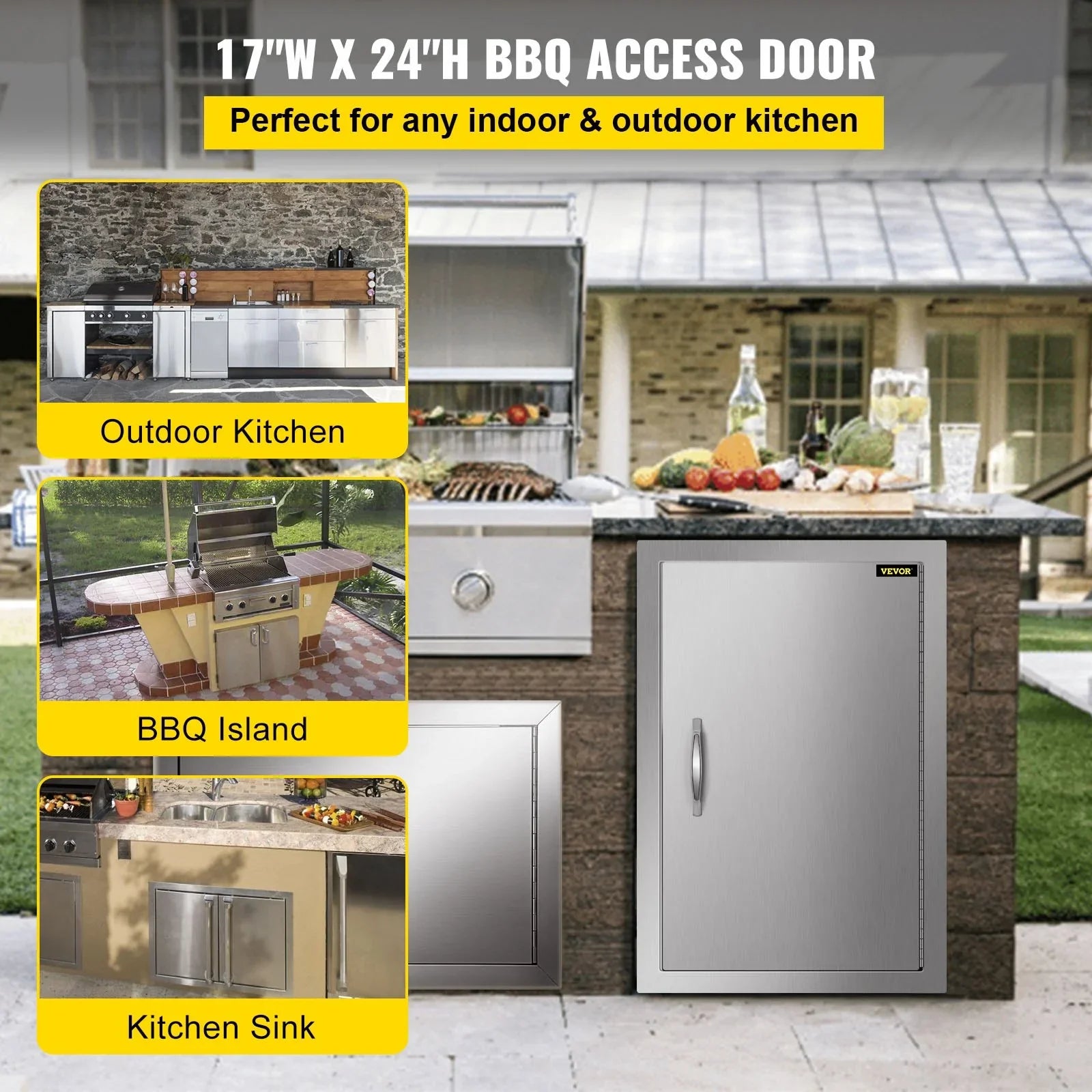 Steel inch BBQ Access Door, BBQ for Outdoor 17x24 Stainless Ideal Kitchen, Island