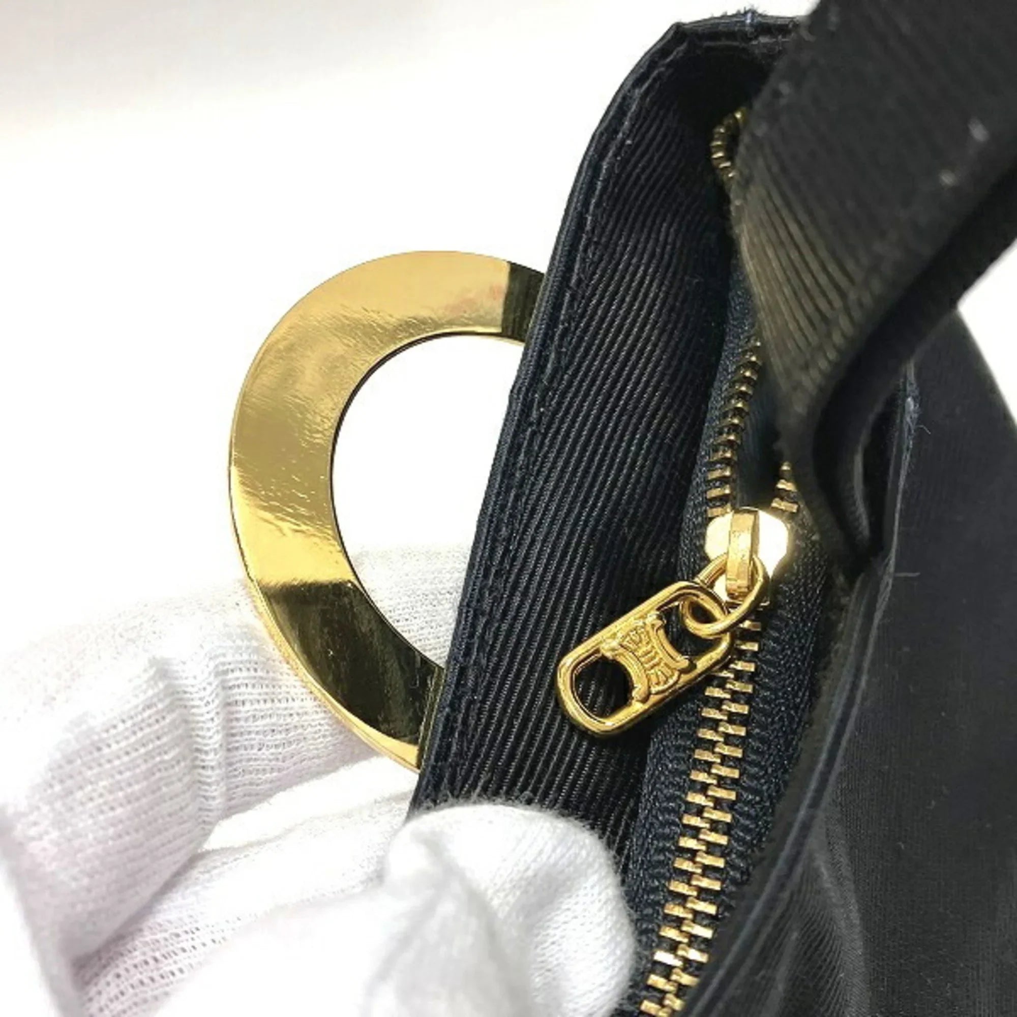 bag handbag (Good) circle mini CELINE Pre-Owned fittings nylon Celine metal ladies