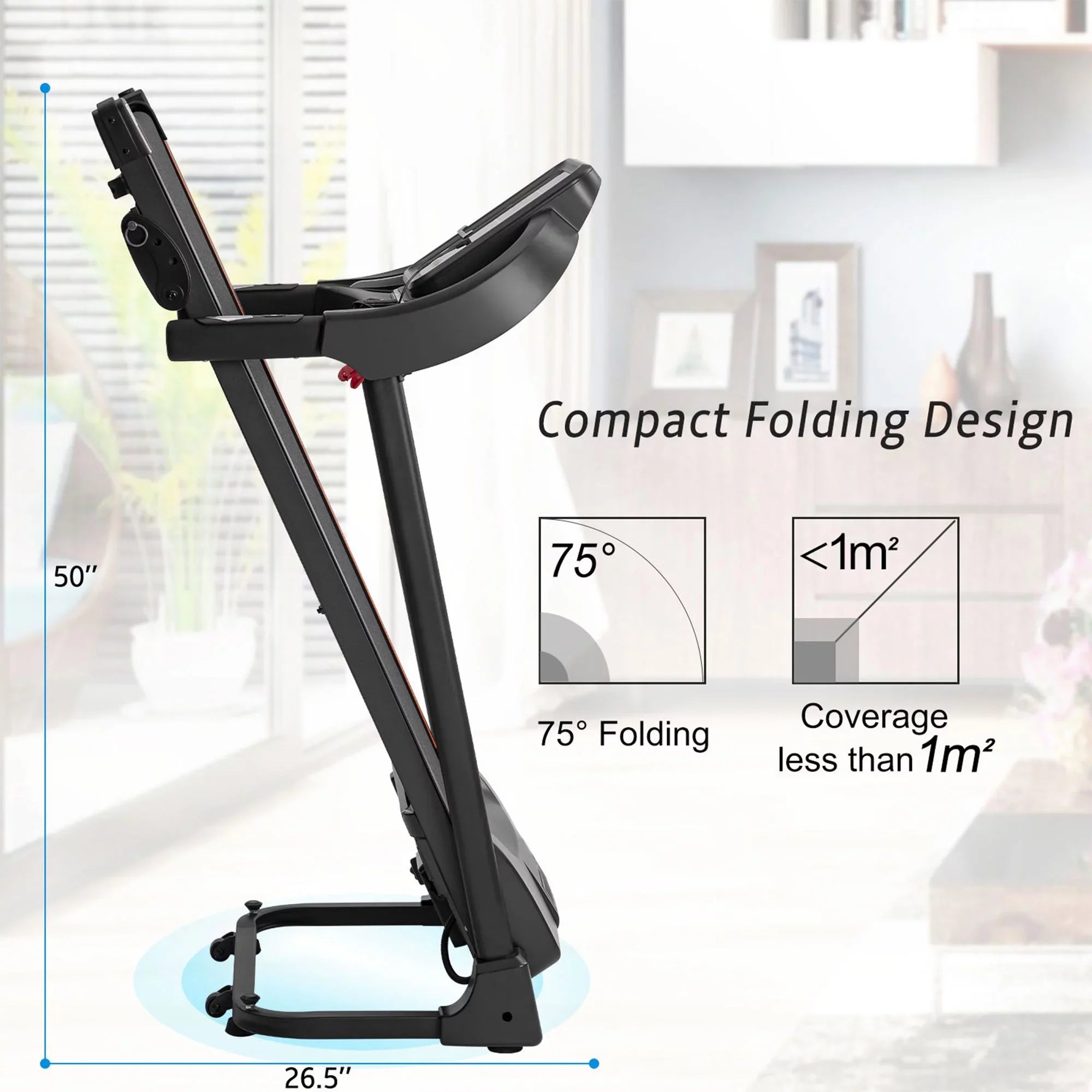 Adjuster with Speakers Audio Running Jogging Motorized Treadmill Easy Folding Machine and Incline Compact