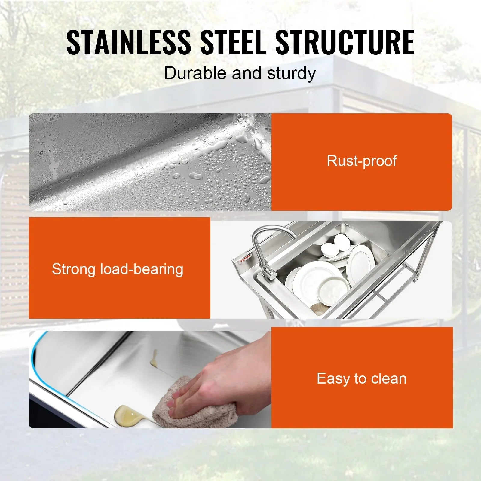 in Bowl BENTISM Utility Stainless Steel 47.2x19.7x37.4 w/Workbench Sink Single