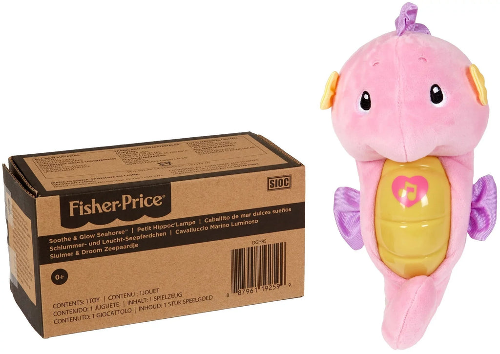 Plush Lights Ocean with for Toy and Seahorse, Soothe Pink Music, Glow Fisher-Price Sounds Baby &