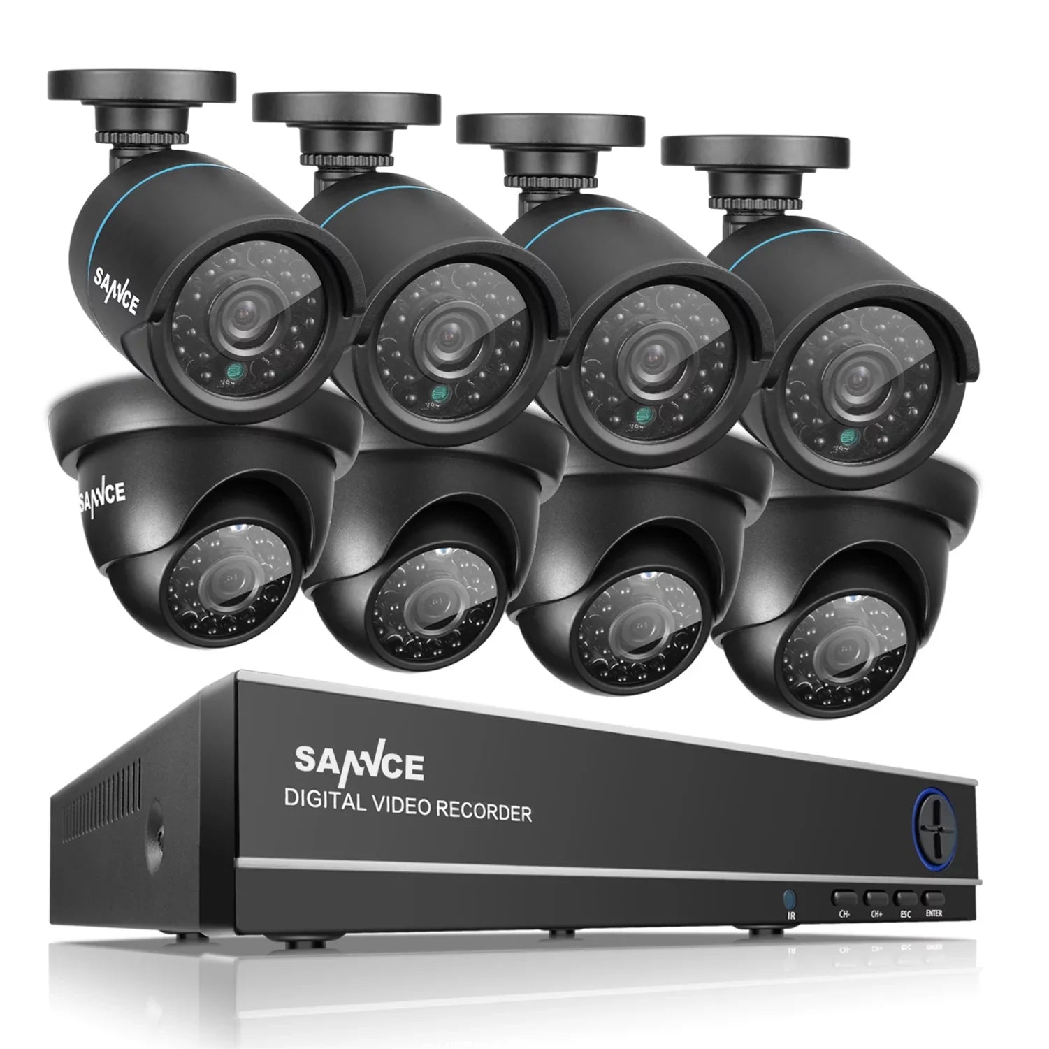 Full 1080N P2P and -No (8) DVR Weatherproof IP66 QR Vision Night CCTV Camera Scan Access Cameras, HDD Code 720P Technology/E-Cloud Service, SANNCE System Surveillance Remote Security , 8CH