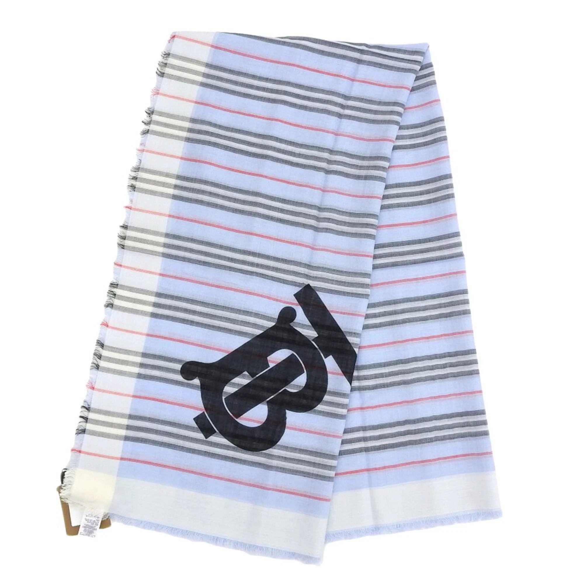 border New) (Like scarf Pre-Owned blue BURBERRY stripe silk wool light 80173691 Burberry
