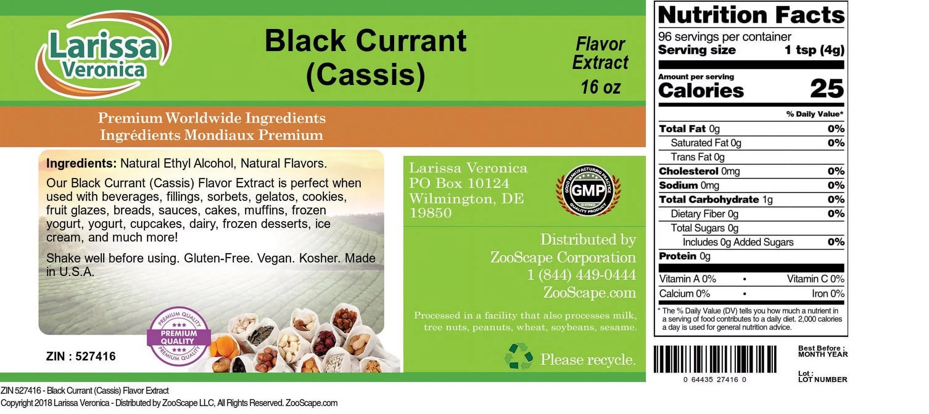 oz, (Cassis), (Cassis) 16 Extract, Currant 527416) 3-Pack, (Black Currant Zin: Black Larissa Veronica Flavor