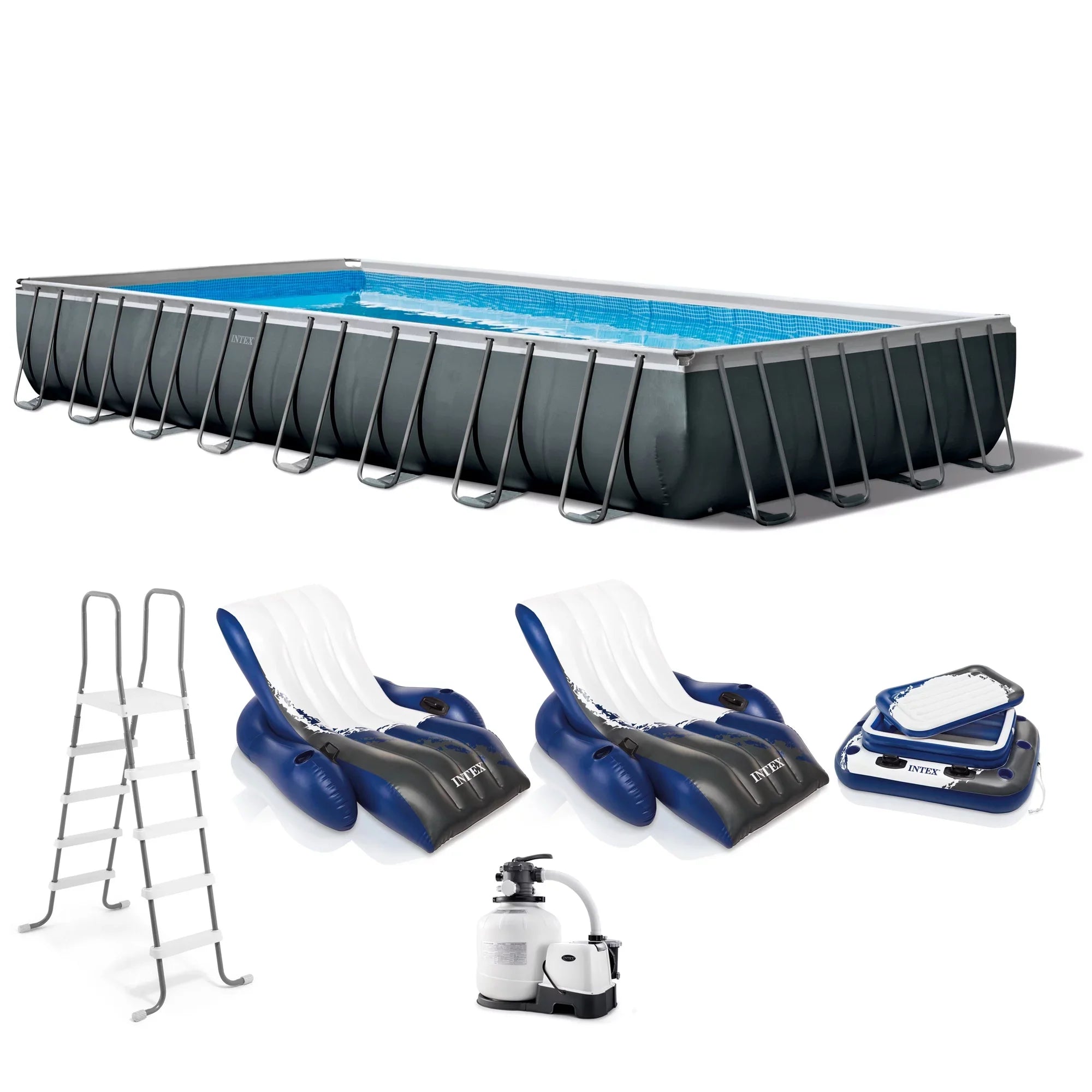 XTR Chairs Floating 16' x 52" x Intex Cooler 32' 2 Rectangular Ultra & w/ Pool