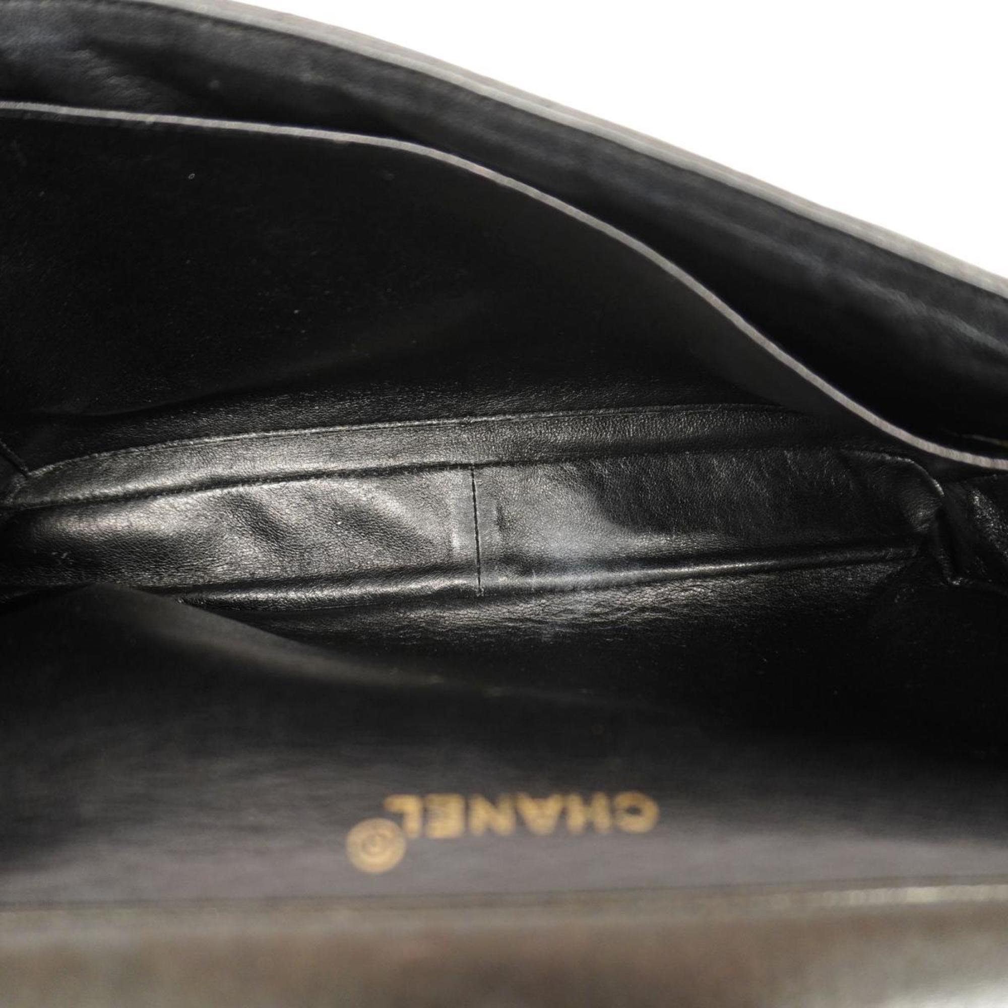 Women's Bag Matelasse Shoulder (Good) Pre-Owned Lambskin Double Chain Black W Face Chanel