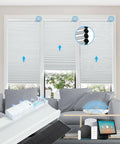 Cordless Cellular Honeycomb 29" Magnetic Panel¡¿ Alexa Motorized Remote, Blinds, Shades Solar Electric with 100% Powered Rechargeable Automatic Google¡¾Free with Blackout H, Wx64 Blinds White Solar