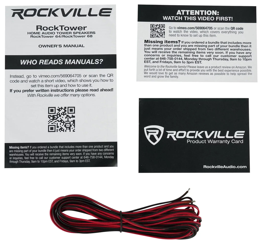 Home Ohm 8 RockTower Speakers 68W Audio (2) Tower White Passive Rockville