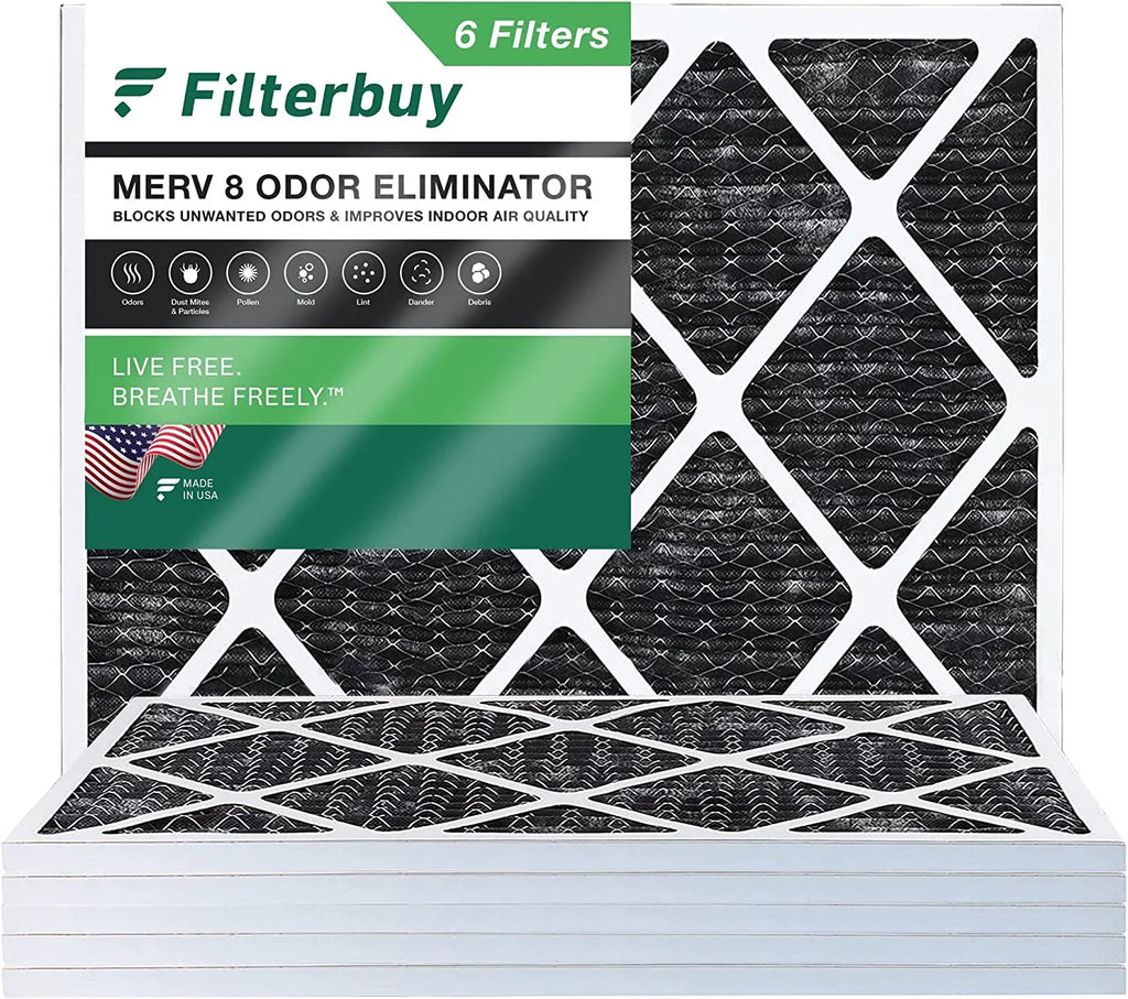 16x18x1 Pleated Eliminator Activated Filters (6-Pack) HVAC Filterbuy Odor AC Air Furnace 8 with Carbon MERV