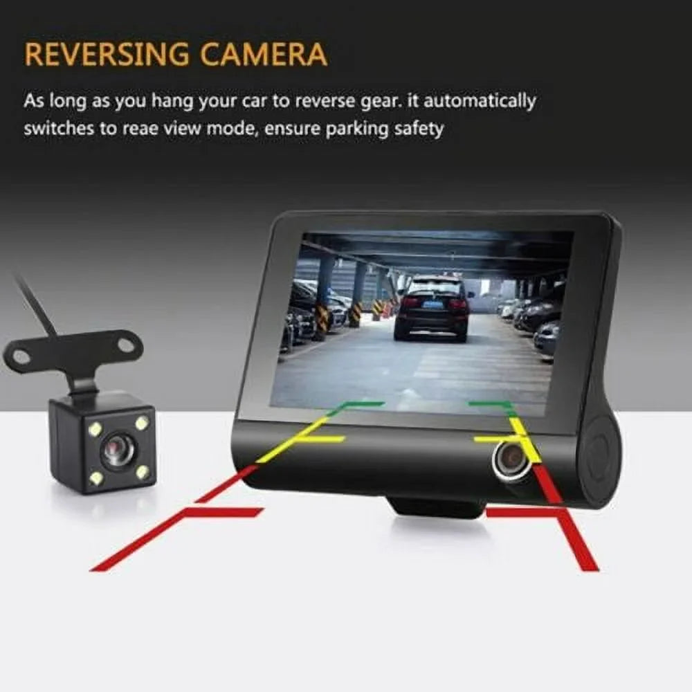 Rearview HD 4" Dual Cam G-Sensor 1080P Dash Camera Video DVR Recorder Lens Car