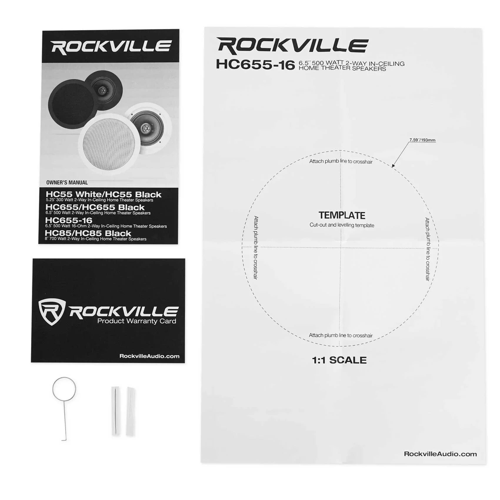 Ceiling Receiver+(8) LED Tube Theater Speakers Rockville Amp/Home 6.5" White