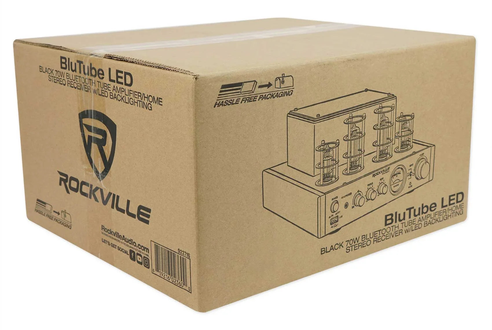 Ceiling Receiver+(8) LED Tube Theater Speakers Rockville Amp/Home 6.5" White