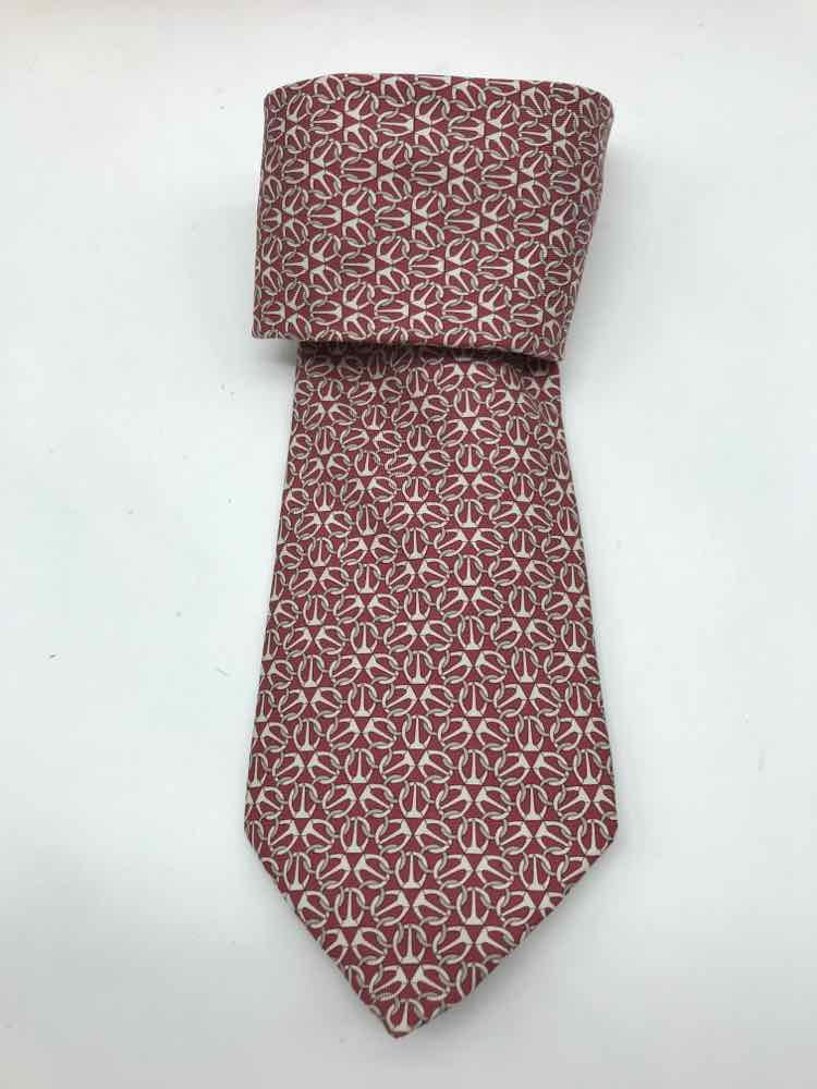 Silk Men's Printed Hermes Pre-Owned Red Tie