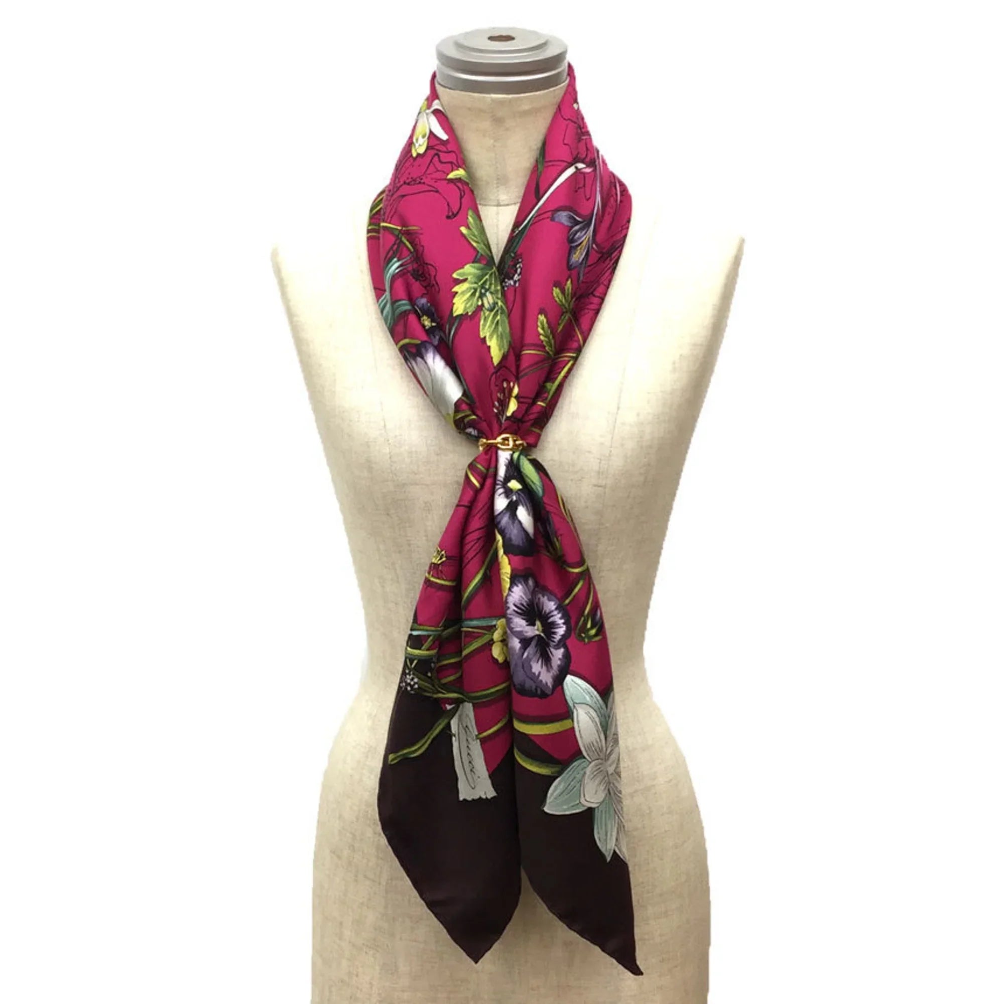 Pink aq9410 Pre-Owned Scarf Flora x 100% Silk GUCCI New) Flower Large (Like Muffler Gucci Print Carre Bordeaux