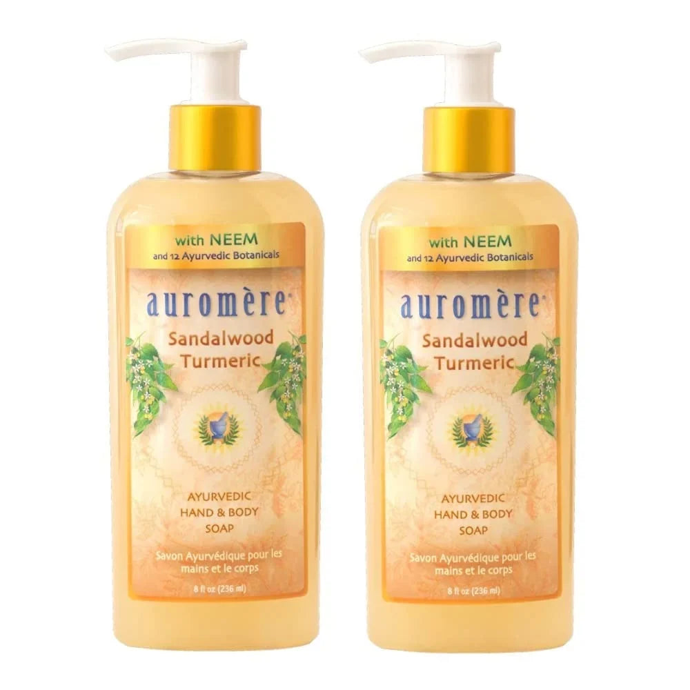 '- 2). Free, Cruelty Oil, 8Oz Natural, And Turmeric Liquid Auromere Neem Non Ayurvedic Sandalwood Soap, Coconut Gmo, With (Pack - Vegan, Gluten-Free Of Paraben-Free,