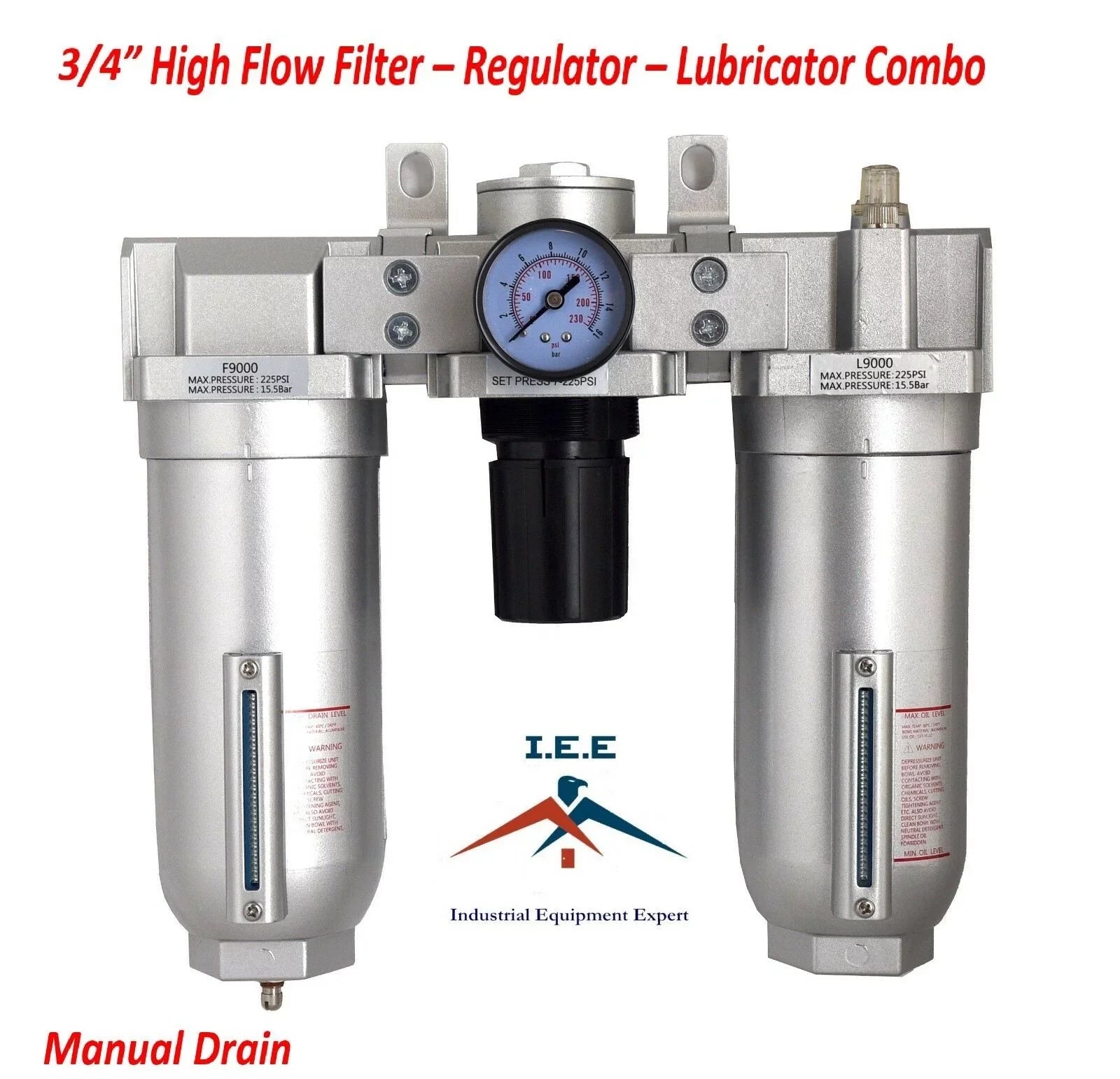 air drain Duty C906N control FRL Regulator Lubricator manual Filter Heavy 3/4"