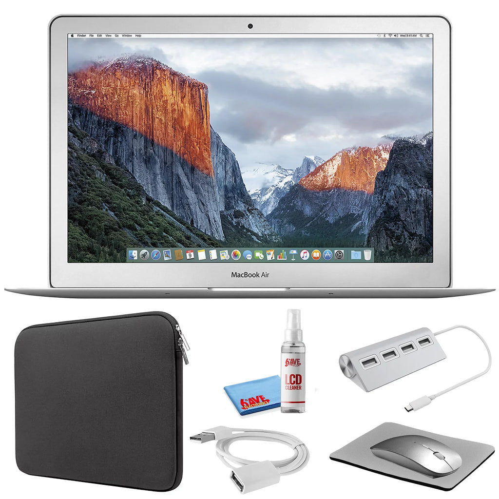 (Refurbished) 256GB 1.6GHz, Kit Kit MacBook 2015, Bundle (i5 + Apple - Laptop Sleeve Starter Zipper Air (Early MJVG2LL/A) Black Cleaning Silver with SSD) 13-inch +