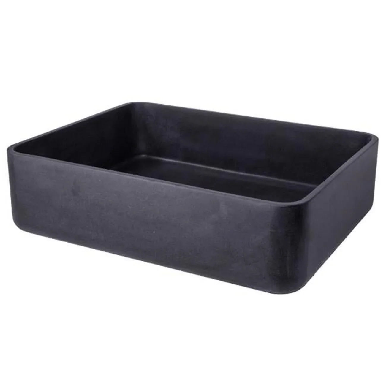 Vessel Thin Black Sink EB-S047LS-H - Rectangular Stone Lava Lip