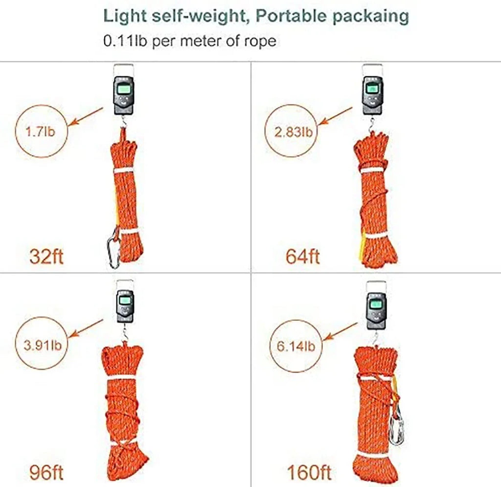 Rope XBEN Rock Rope Escape for Parachute Climbing 50M(160ft) X Outdoor Rescue Climbing Fire Rope Static Equipment Climbing Ice