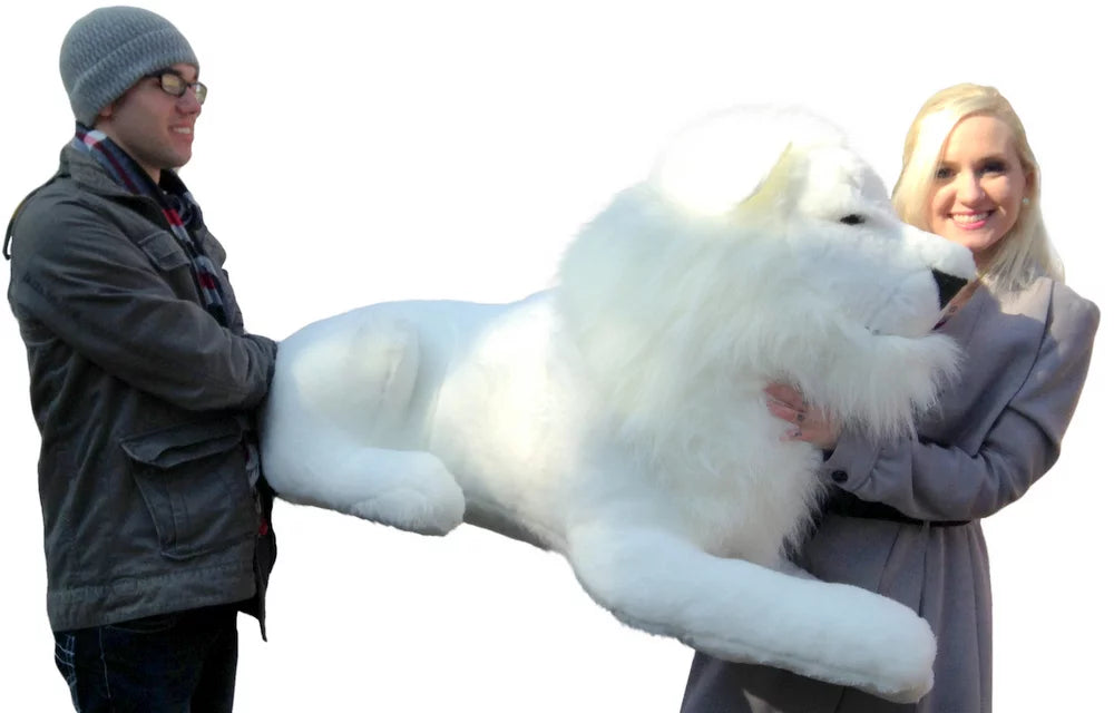 American in WHITE Stuffed the Inches Giant Made Lion USA America Soft Made 48