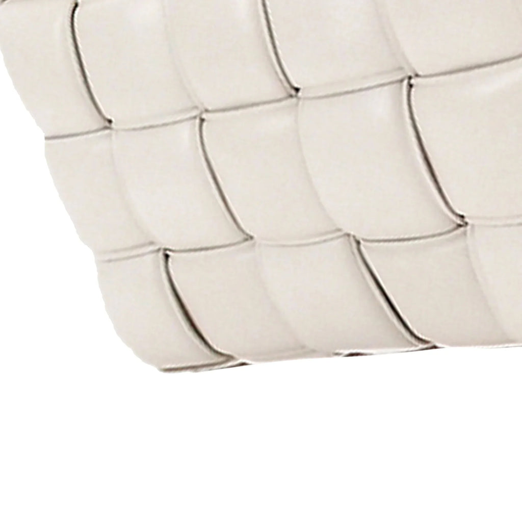 Shoulder Bottega Unisex Cassette Padded Pre-Owned (Good) Bag Leather Authenticated Veneta White Calf