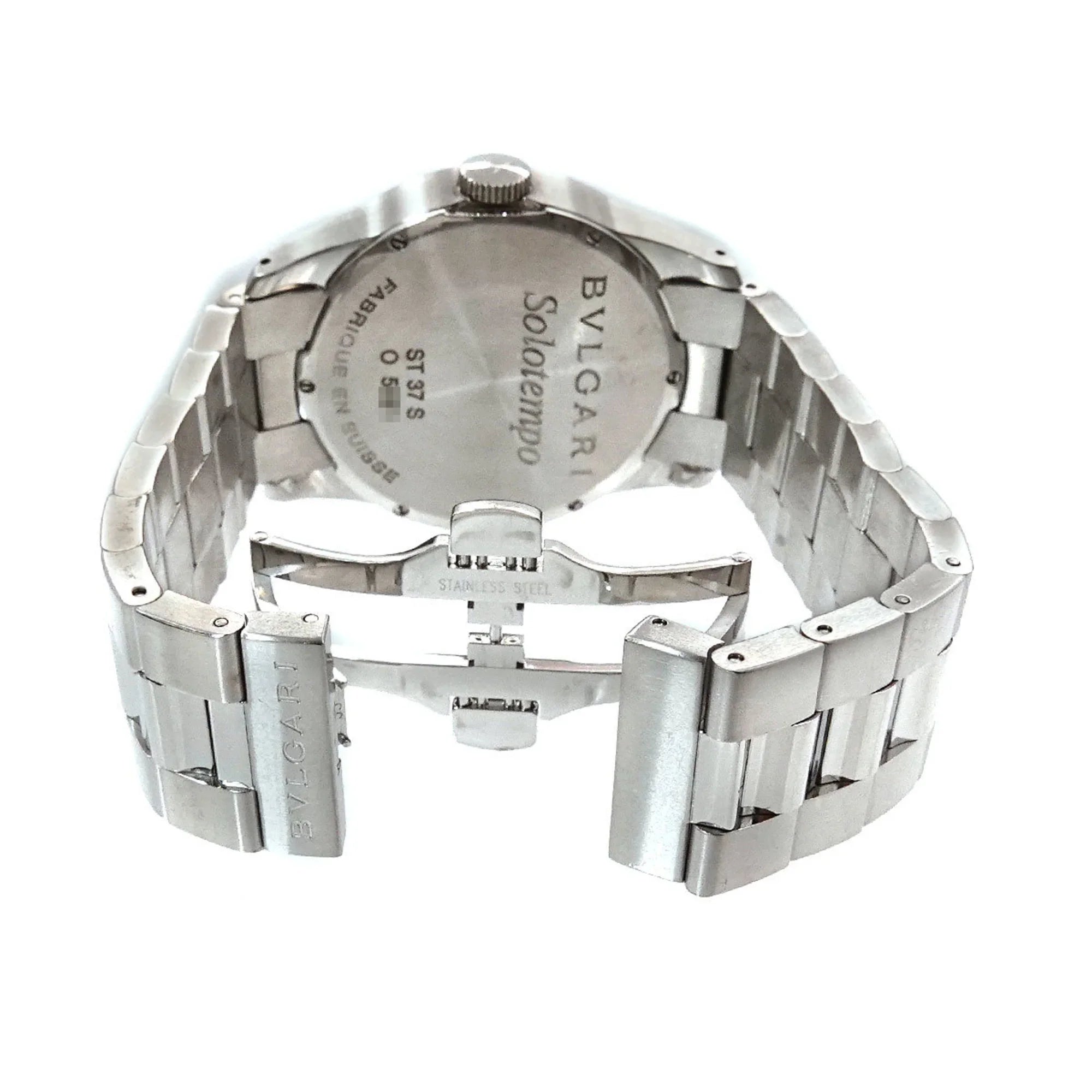 Pre-Owned Dial Quartz Bulgari Men's Black Watch Solotempo ST37S BVLGARI (Good)