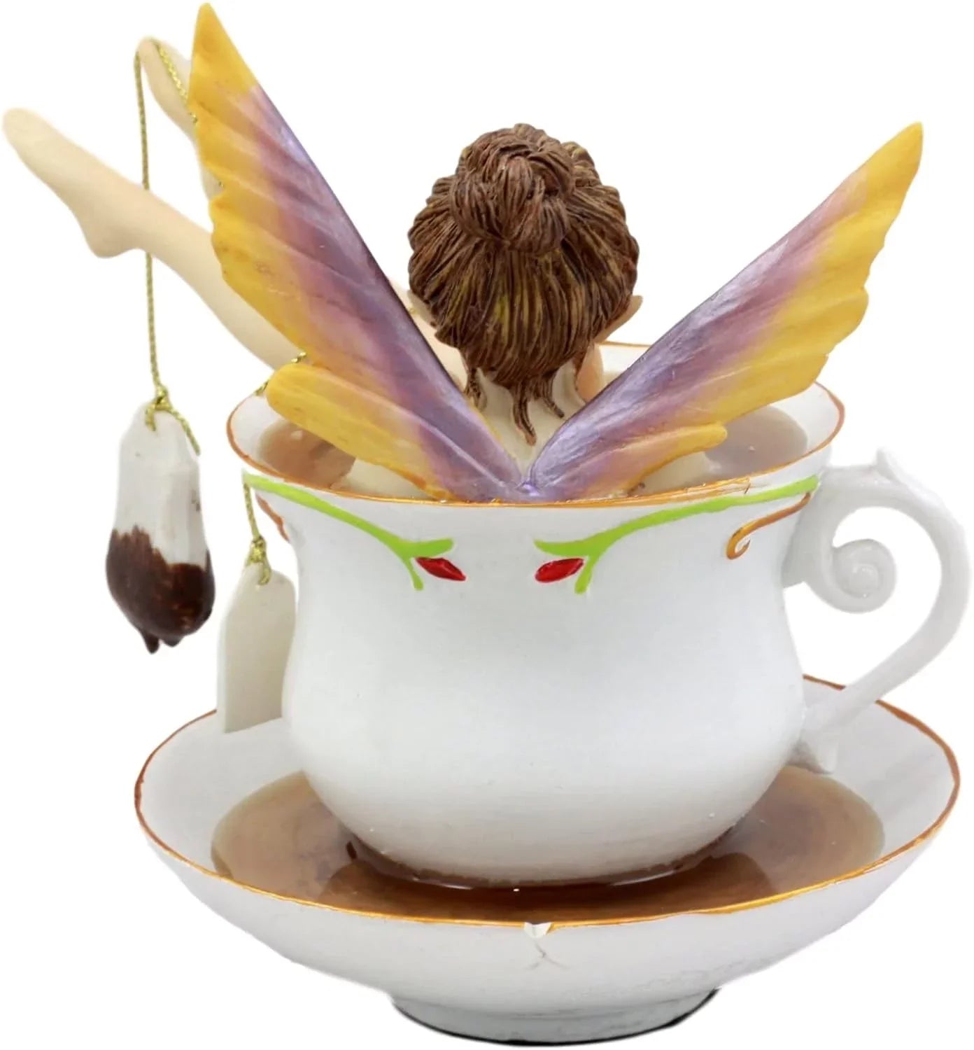 Time 5" Bathing H In With Tea Ebros Collectible Tea Design Fantasy With Bag Fairy Shocked Magical Figurine Cup Cracked Fairy Encounters Saucer Tea