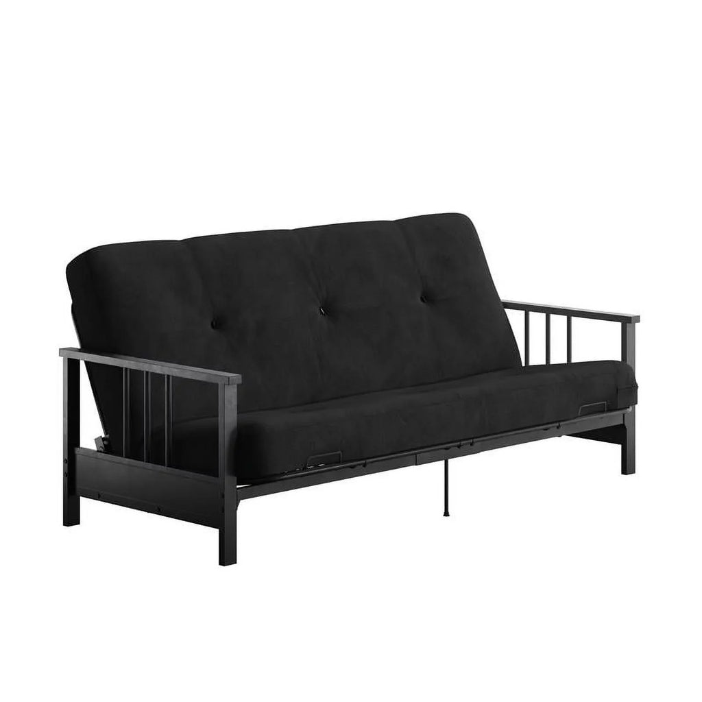 Thermobonded 6" Full Black DHP Metal Microfiber with Tallie Arm Futon Mattress