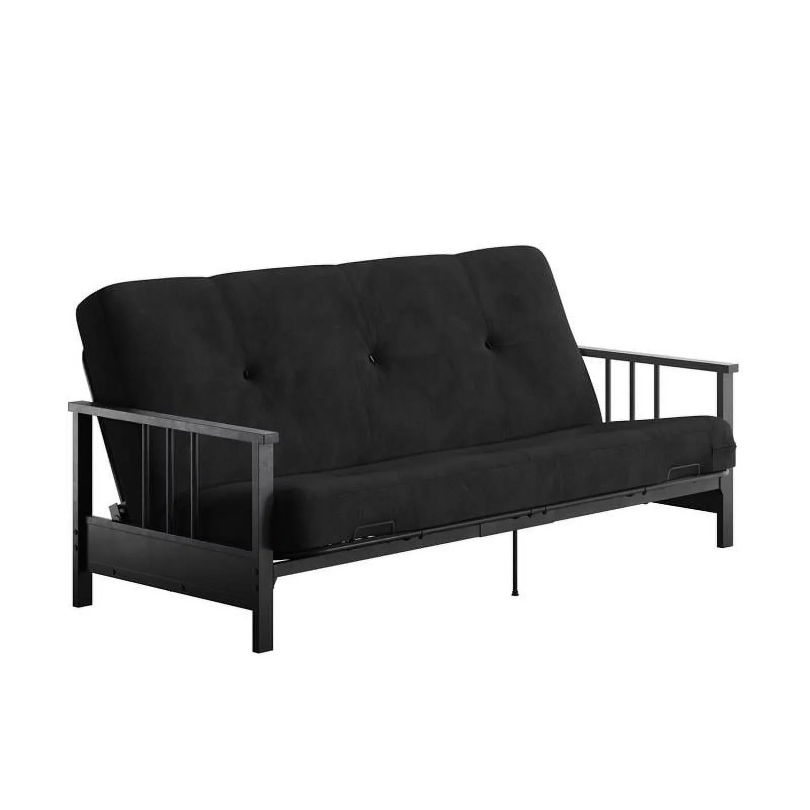 Thermobonded 6" Full Black DHP Metal Microfiber with Tallie Arm Futon Mattress