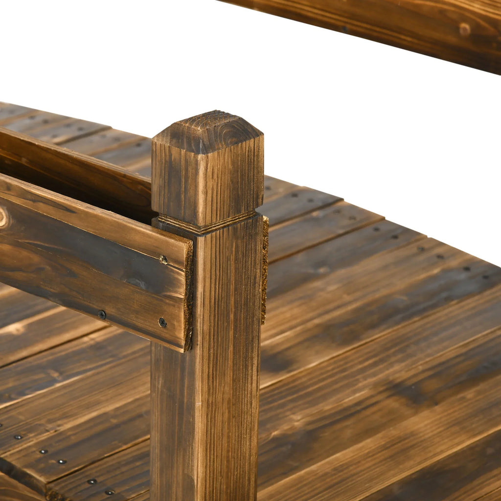 Bridge with Finish Arc Planters, Outsunny Wooden Stained Garden Footbridge