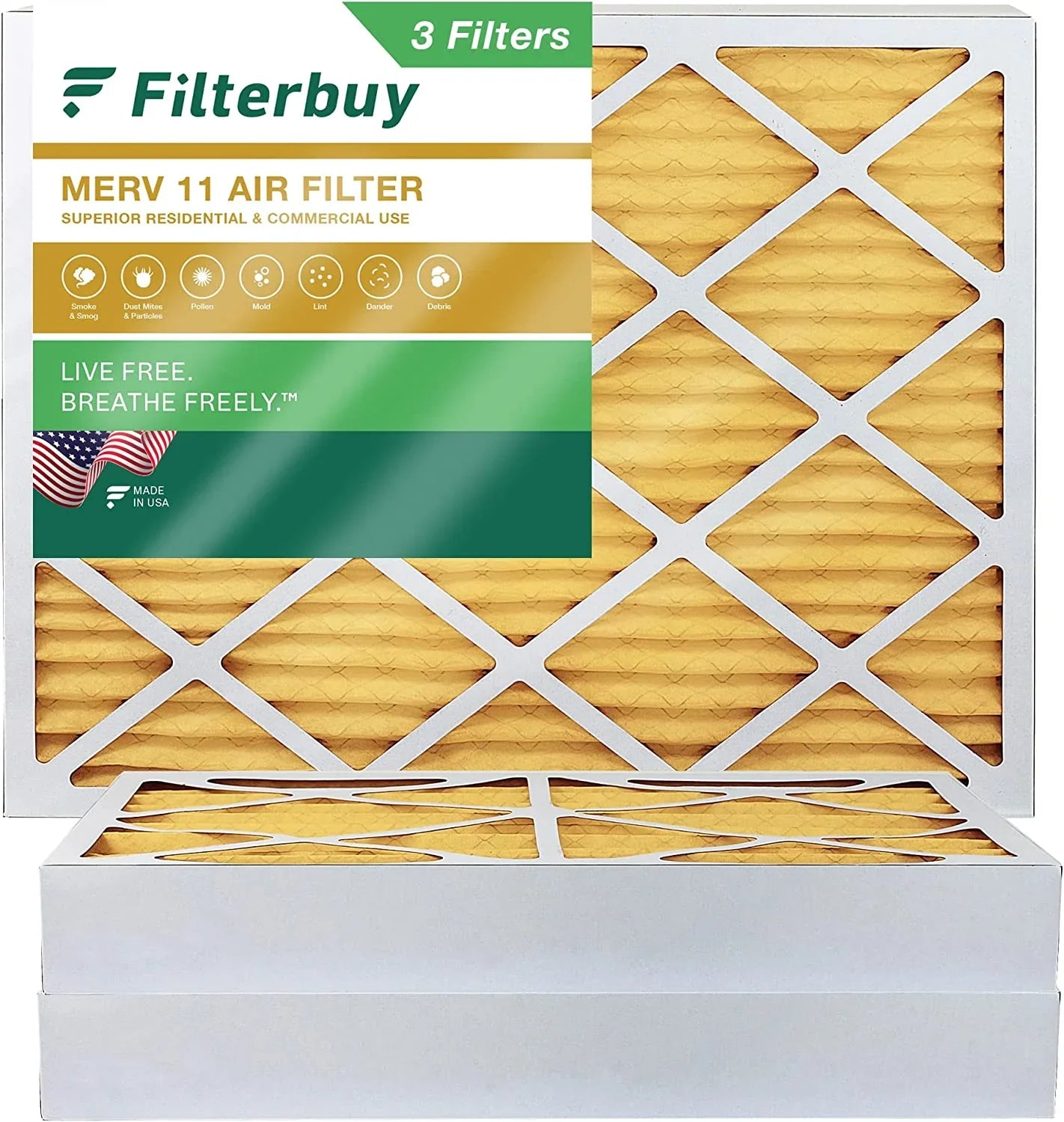 HVAC Furnace Air Filters AC (3-Pack) Filterbuy MERV 11 20x24x4 Pleated